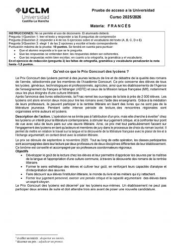 Francés – EvAU Castilla-La Mancha (2026)