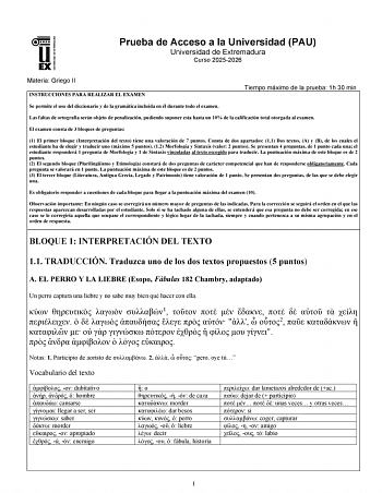 Griego – EBAU Extremadura (2026)