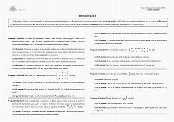 Matemáticas II – EBAU Asturias (2026)