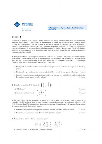 Examen de Matemáticas Aplicadas a las Ciencias Sociales (PBAU de 2021)