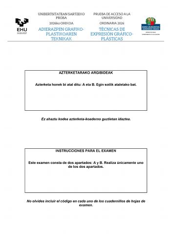 Técnicas de Expresión Gráfico Plástica – EAU País Vasco (2026)
