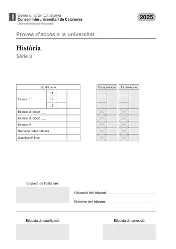 Examen de Historia de España (PAU de 2025)