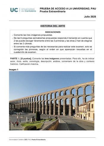 Examen de Historia del Arte (EBAU de 2025)
