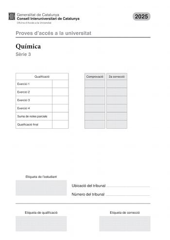 Examen de Química (PAU de 2025)