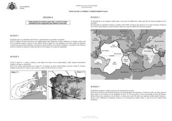 Examen de Ciencias de la Tierra y Medioambientales (PAU de 2014)