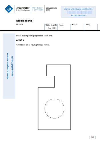 Examen de Dibujo Técnico II (PAU de 2016)