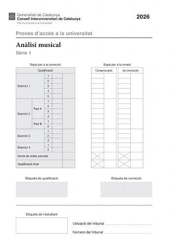 Análisis Musical – PAU Cataluña (2026)