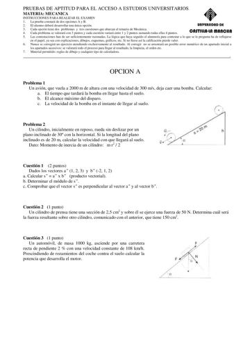 Examen de Mecánica (selectividad de 2006)