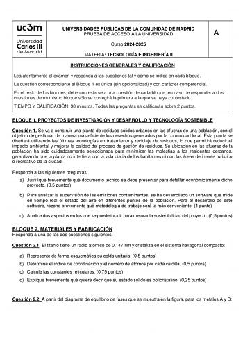 Examen de Tecnología e Ingeniería (EvAU de 2025)