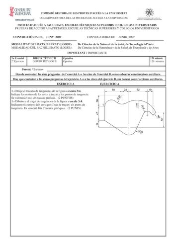 Examen de Dibujo Técnico II (selectividad de 2009)