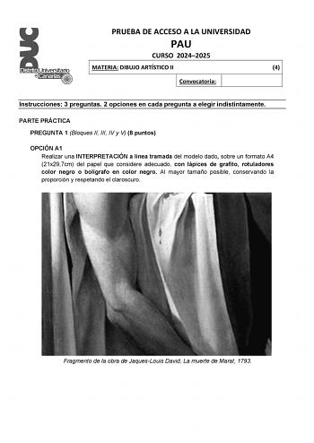 Examen de Dibujo Artístico II (EBAU de 2025)