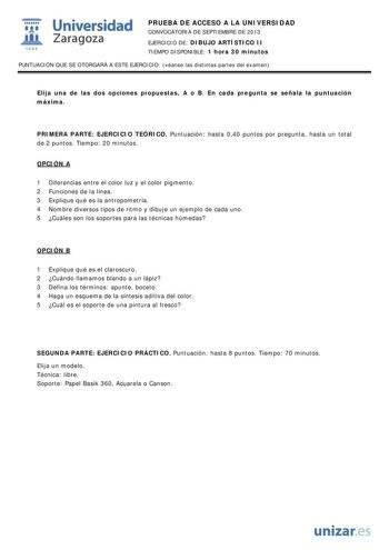 Examen de Dibujo Artístico II (PAU de 2013)