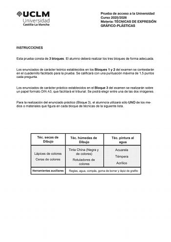 Técnicas de Expresión Gráfico Plástica – EvAU Castilla-La Mancha (2026)