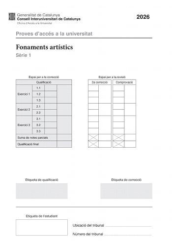 Fundamentos Artísticos – PAU Cataluña (2026)