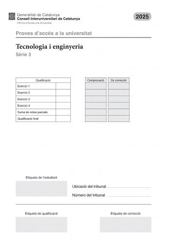 Examen de Tecnología e Ingeniería (PAU de 2025)