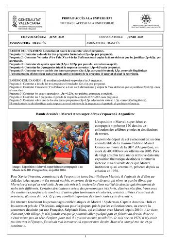 Examen de Francés (PAU de 2025)
