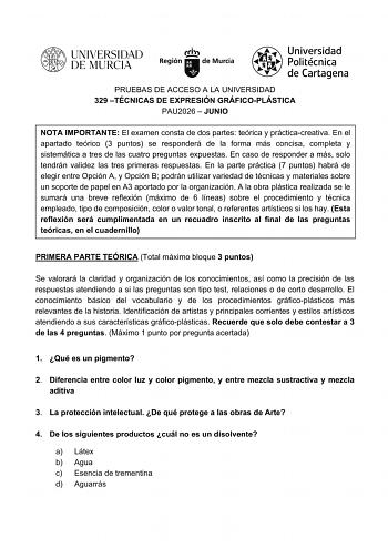 Técnicas de Expresión Gráfico Plástica – EBAU Región de Murcia (2026)