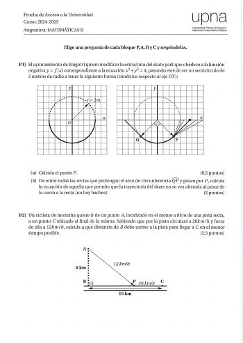 Examen de Matemáticas II (EvAU de 2025)