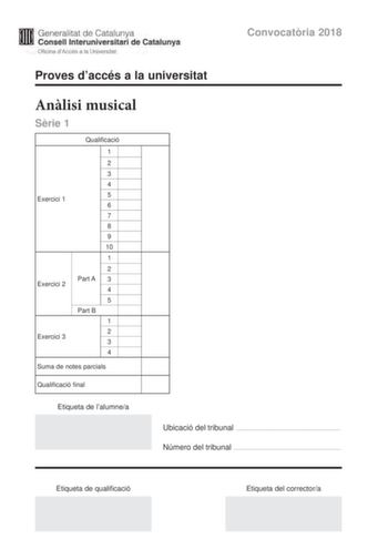 Examen de Análisis Musical (PAU de 2018)