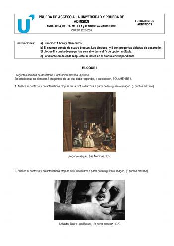 Fundamentos Artísticos – PEvAU Andalucía (2026)
