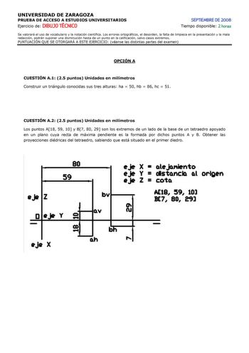 Examen de Dibujo Técnico II (selectividad de 2008)