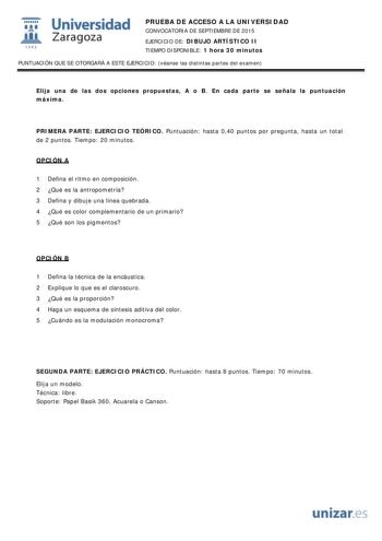 Examen de Dibujo Artístico II (PAU de 2015)