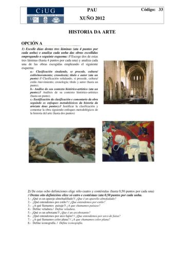 Examen de Historia del Arte (PAU de 2012)