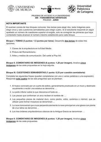 Examen de Fundamentos Artísticos (EBAU de 2025)