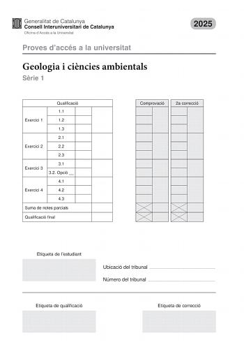 Examen de Geología y Ciencias Ambientales (PAU de 2025)