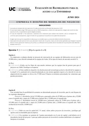 Examen de Empresa y Diseño de Modelos de Negocio (EBAU de 2024)