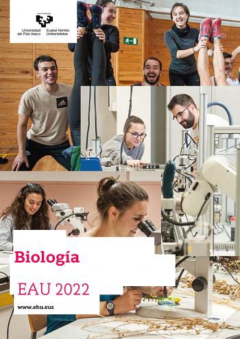 Biología EAU 2022 wwwehueus UNIBERTSITATERA SARTZEKO PROBAK 2022ko EZOHIKOA BIOLOGIA PRUEBAS DE ACCESO A LA UNIVERSIDAD EXTRAORDINARIA 2022 BIOLOGÍA Azterketa honetan 25 puntuko 5 GALDERA aurkezten dira eta haietako 4RI BAINO EZ DIEZU ERANTZUN behar Galdera bakoitzak bi aukera ditu A eta B Haietako bati bakarrik erantzun behar diozu hau da A AUKERARI edo B AUKERARI baina ez biei Galdera bereko A eta B aukerei erantzuten badiezu erantzunorrian lehendabizi erantzundakoa bakarrik hartuko da kontut…