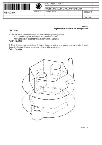 Examen de Dibujo Técnico II (PAU de 2012)