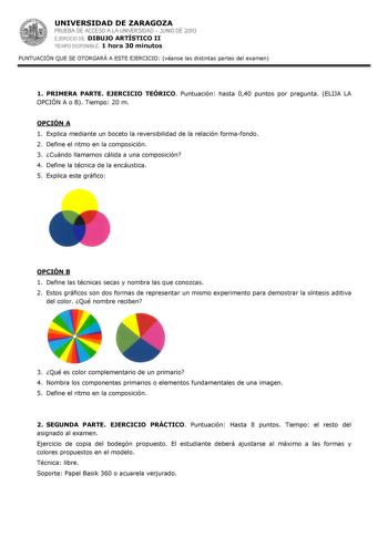 Examen de Dibujo Artístico II (PAU de 2010)