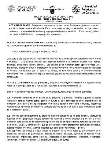 Coro y Técnica Vocal – EBAU Región de Murcia (2026)