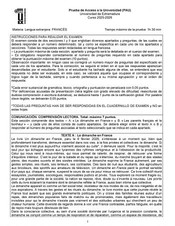 Francés – EBAU Extremadura (2026)