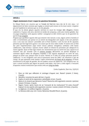 Examen de Lengua Catalana y Literatura (PBAU de 2017)