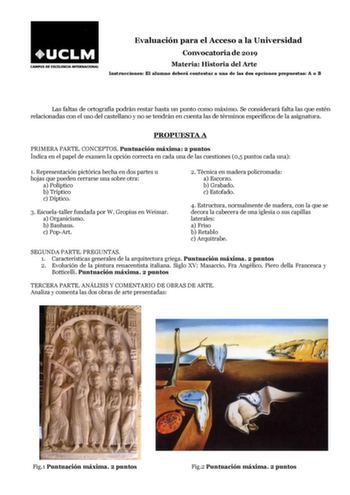 Examen de Historia del Arte (EvAU de 2019)