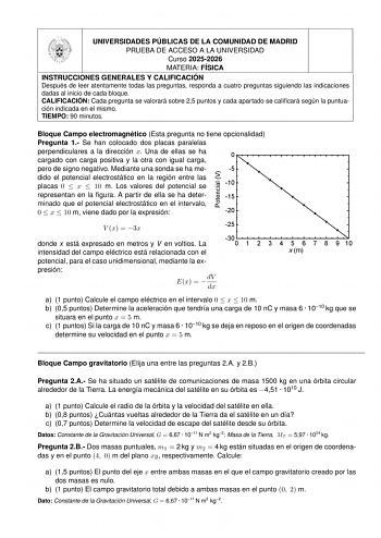 Física – EvAU Comunidad de Madrid (2026)