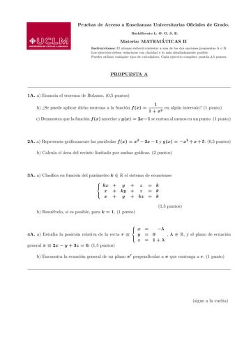 Examen de Matemáticas II (PAU de 2010)