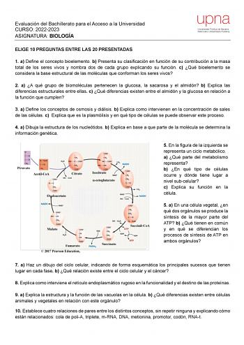 Examen de Biología (EvAU de 2023)