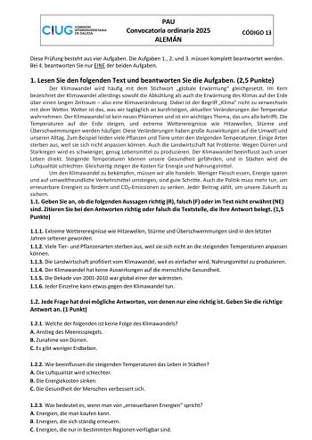 Examen de Alemán (ABAU de 2025)