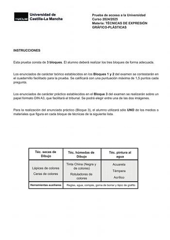 Examen de Técnicas de Expresión Gráfico Plástica (EvAU de 2025)