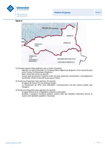 Examen de Historia de España (PBAU de 2017)