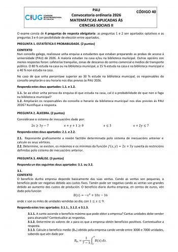 Matemáticas Aplicadas a las Ciencias Sociales – ABAU Galicia (2026)