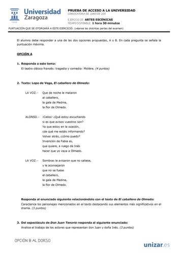 Examen de Artes Escénicas (PAU de 2011)