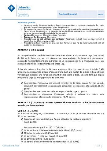 Tecnología e Ingeniería – PBAU Islas Baleares (2026)