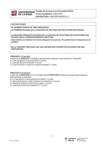 Examen de Análisis Musical (EBAU de 2025)