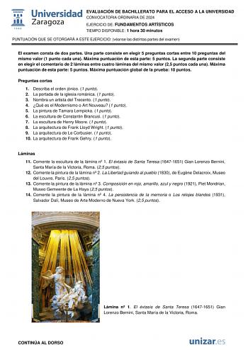 Examen de Fundamentos Artísticos (EvAU de 2024)