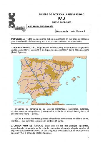 Examen de Geografía (EBAU de 2025)
