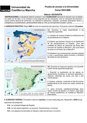 Examen de Geografía (EvAU de 2025)